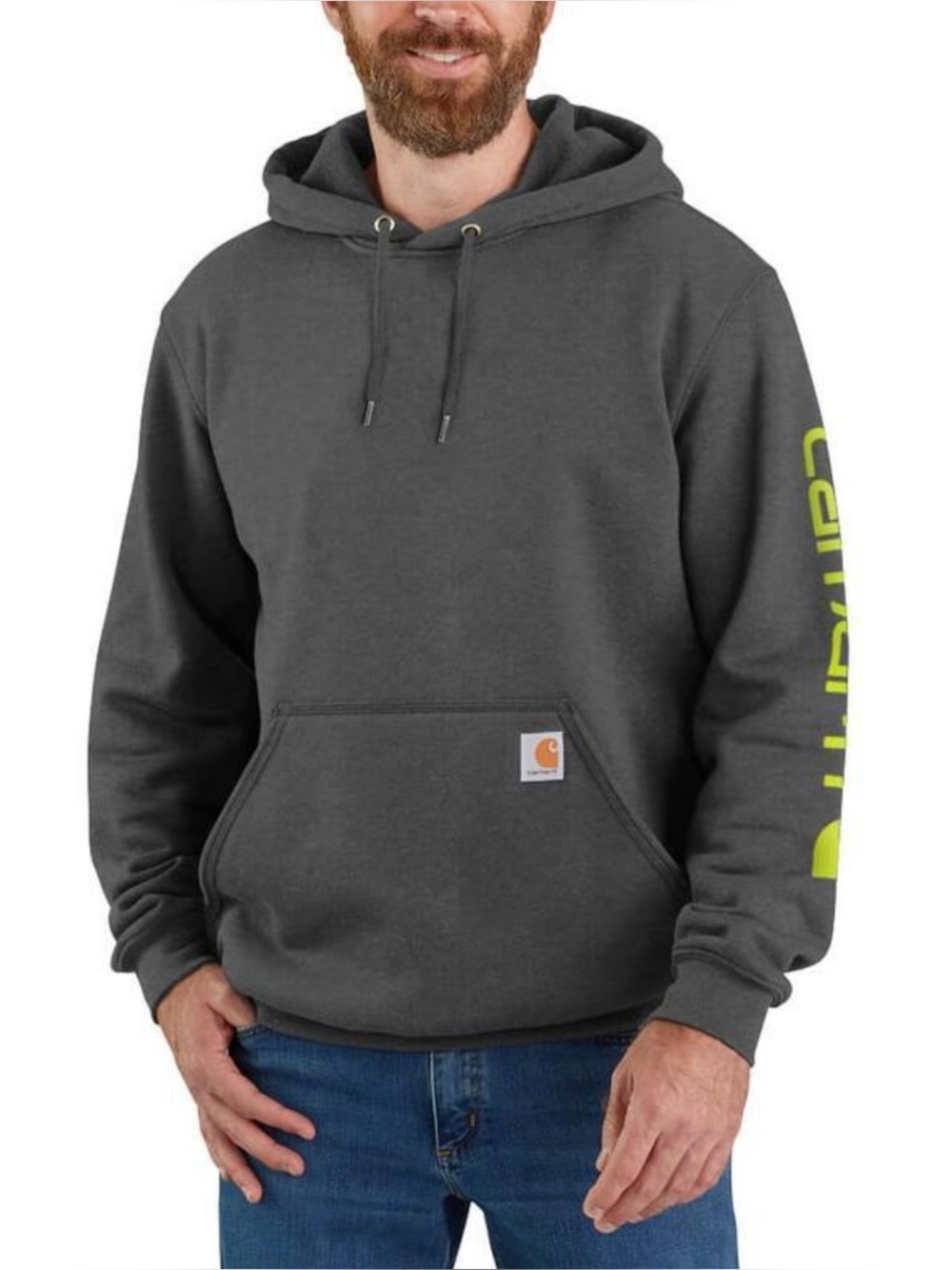 Carhartt K288-026 Original Fit Logo Sleeve Hoodie S Carbon Heather